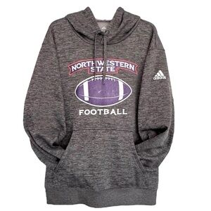 NSU Size XL Adidas Northwestern State University Gray Polyester Hoodie w/Pockets